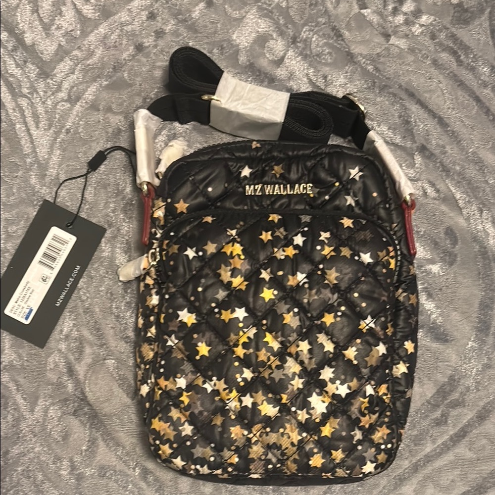 MZ Wallace Black and Gold Crossbody Bag with Chic Design